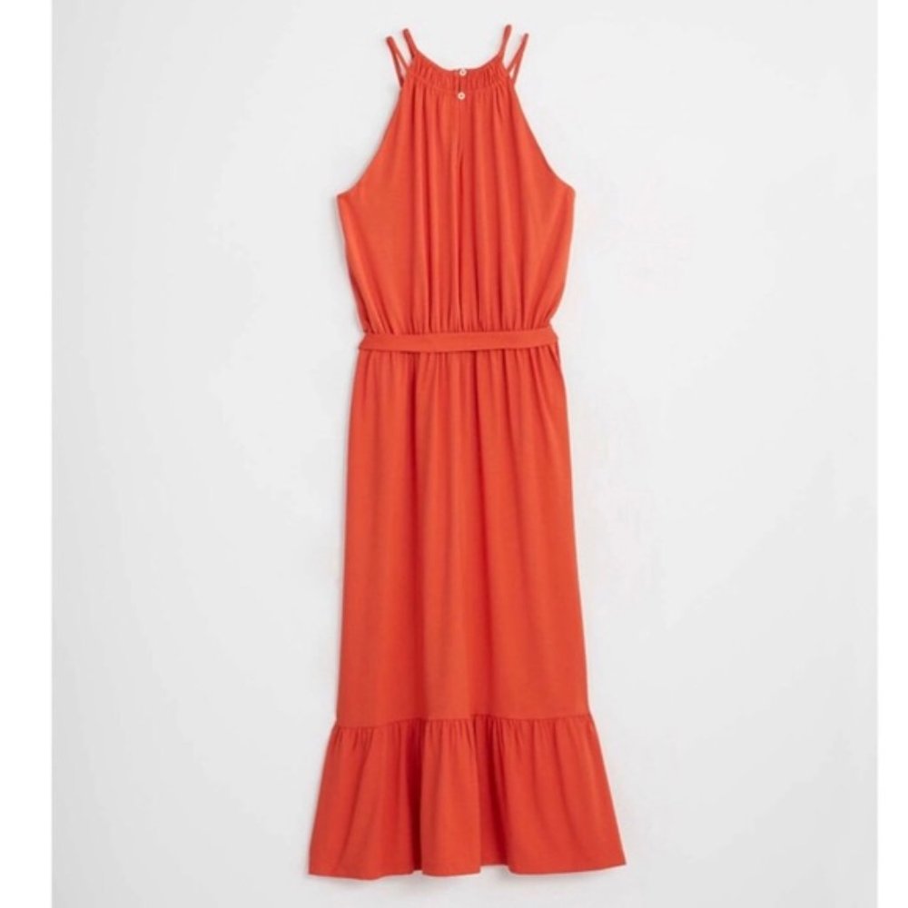 LOFT Burnt Orange Halter Midi Dress - Picture 3 of 9